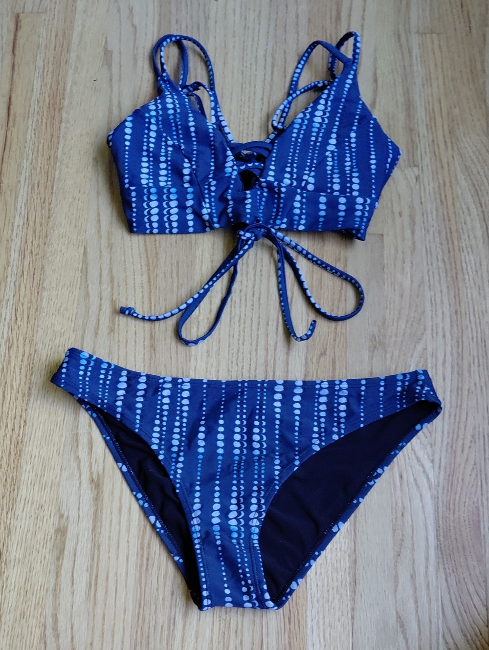 Cupshe Navy and Light Blue Dot Bikini Set